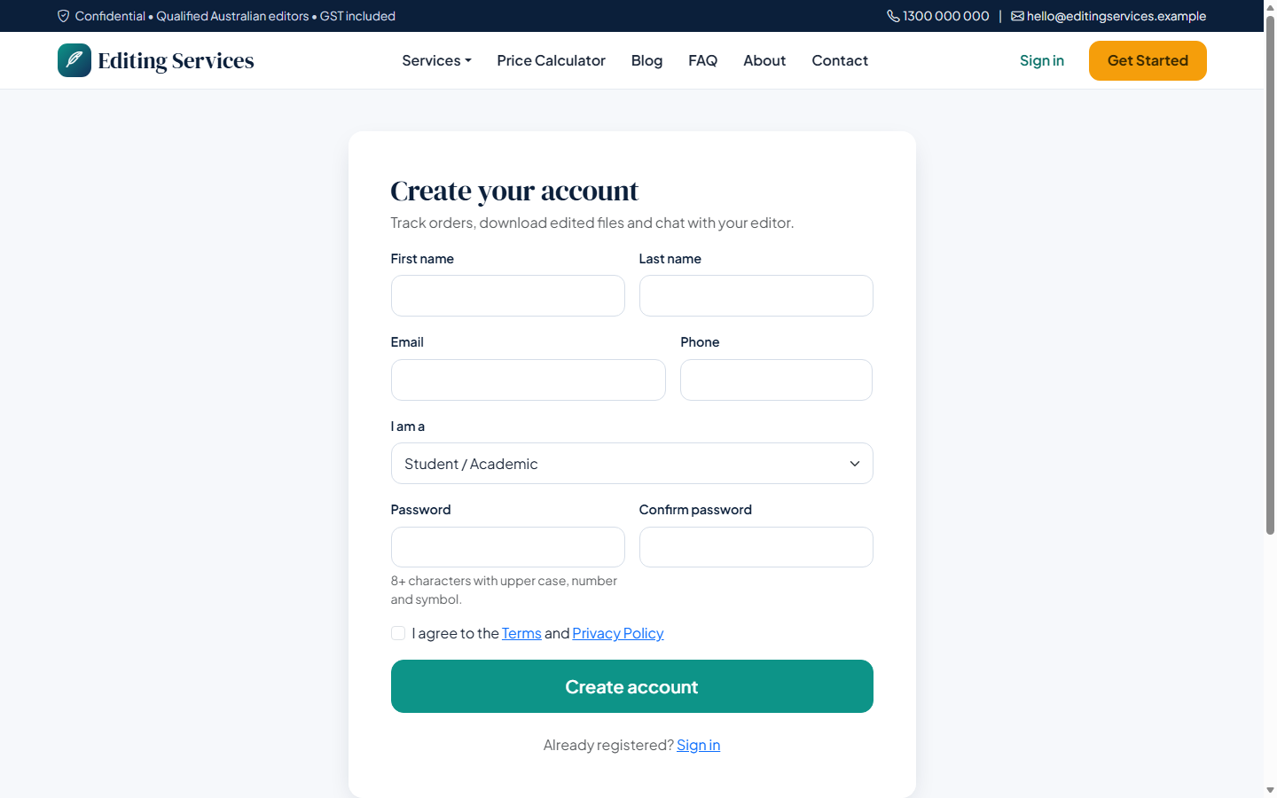 Create your free account
